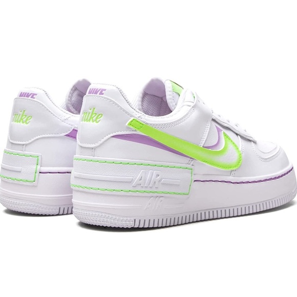 NIKE Air Force 1 Low Shadow White Electric Green Size 10 - Picture 2 of 15